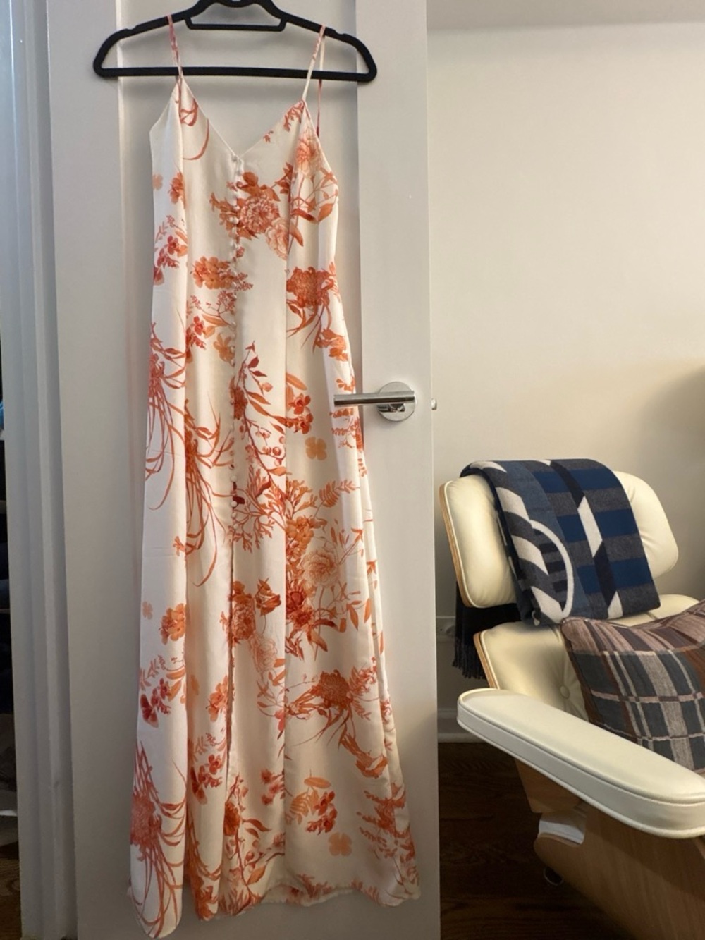 Lulu’s Floral Orange Print Slip Maxi Dress - White/Orange
